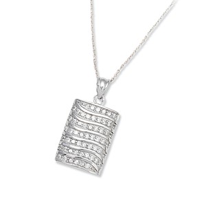 Sterling Silver Rectangle with Cubic Zirconias in Waves